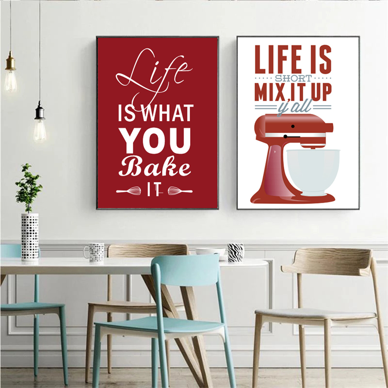 Kitchen Baking Quotes - Wall Art Canvas Paintings Nordic Baking