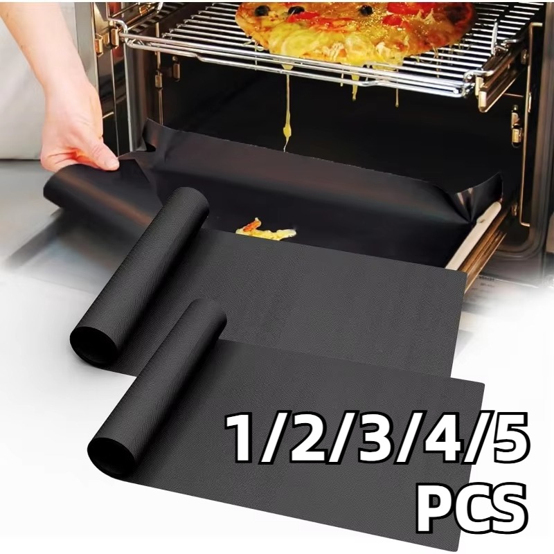 Kitchen Baking Mat - 1/2/3/4/5PCS Black BBQ Grill Mat Oven