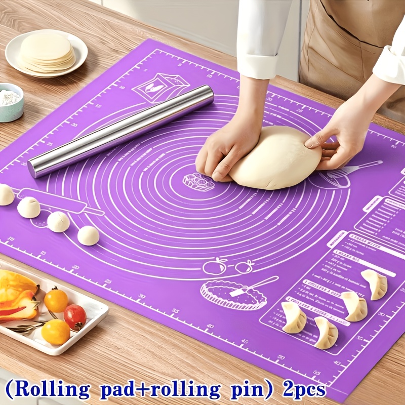 2Pcs Silicone Dough Mat & Roll - Kitchen Roll Baking recension och pris