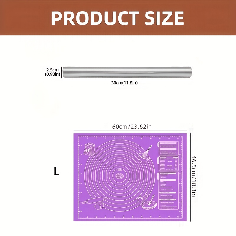 2Pcs Silicone Dough Mat & Roll - Kitchen Roll Baking recension och pris
