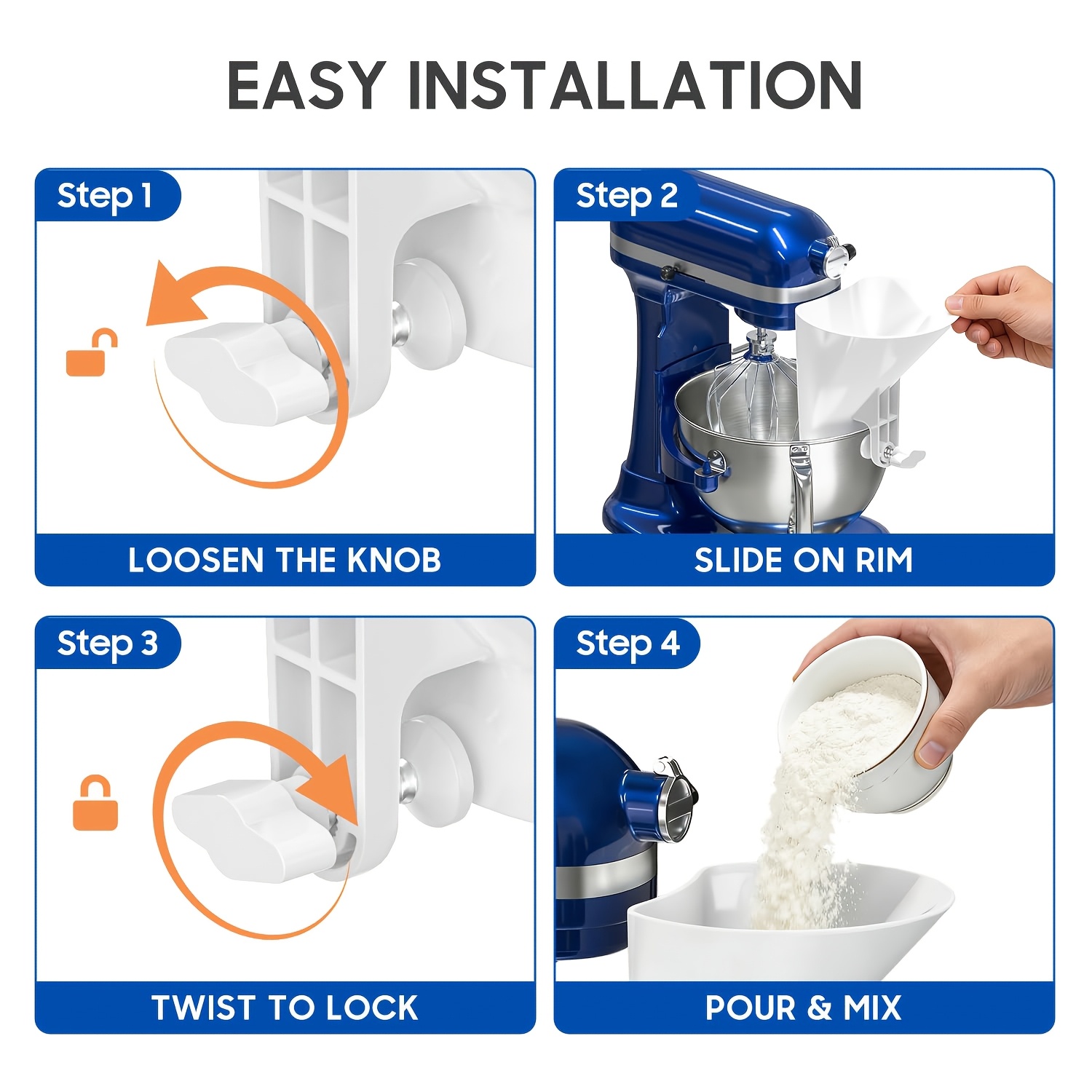 Wide Mouth Flour Funnel Dough  - Kitchen Aid Baking Mixer recension och pris