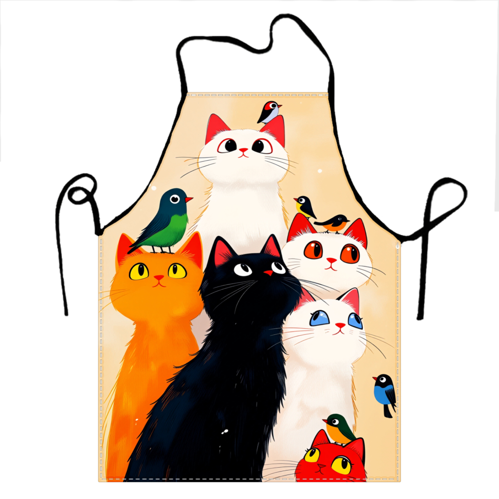Cute Cats And Birds Apron For  - Kitchen Baking Area Ideas recension och pris
