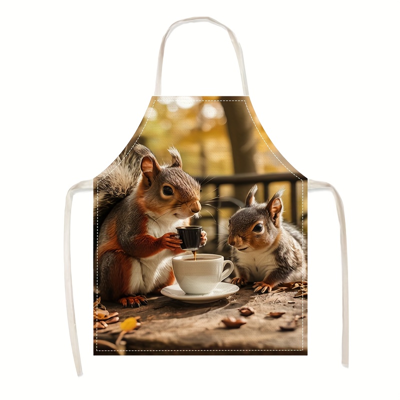Linen Apron Squirrel Coffee Sc - Kitchen Baking Area Ideas recension och pris