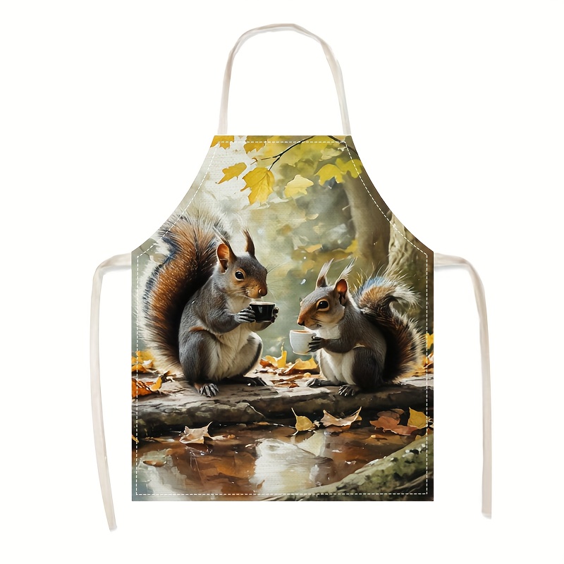 Linen Apron Squirrel Coffee Sc - Kitchen Baking Area Ideas recension och pris