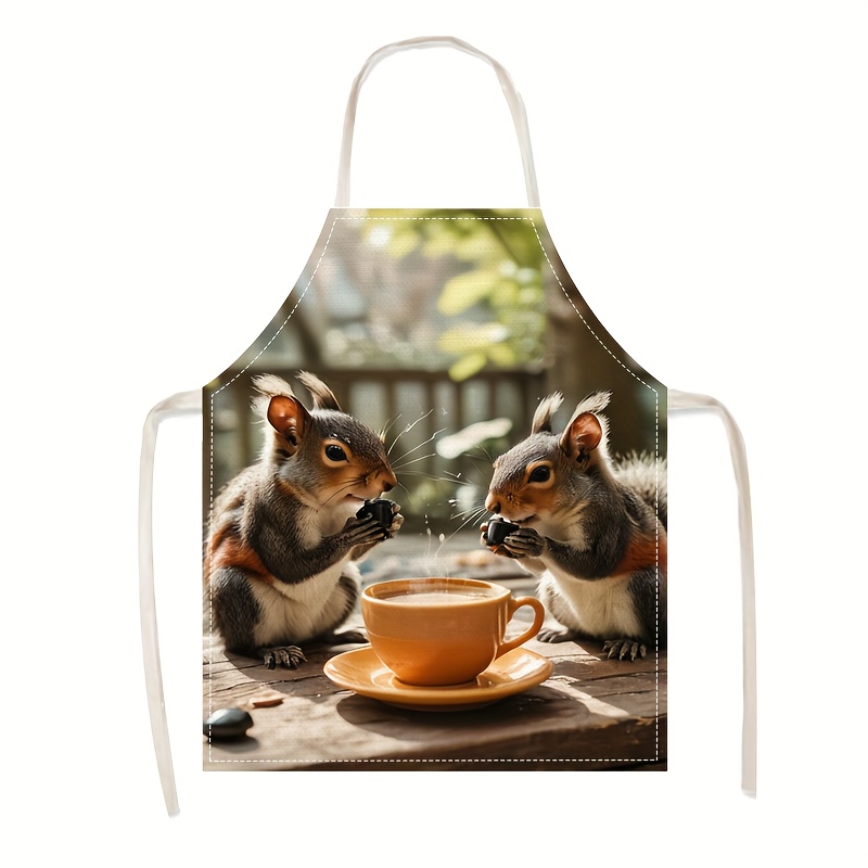Linen Apron Squirrel Coffee Sc - Kitchen Baking Area Ideas recension och pris