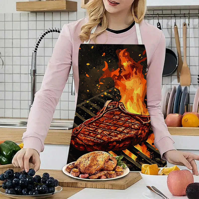 1pc BBQ Steak Apron with Flame - Kitchen Baking Area Ideas recension och pris