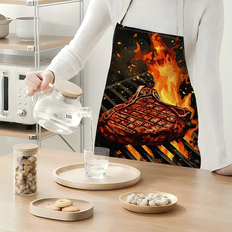 1pc BBQ Steak Apron with Flame - Kitchen Baking Area Ideas recension och pris
